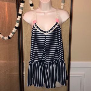 Jolt Navy Stripe Tank Top Size Small